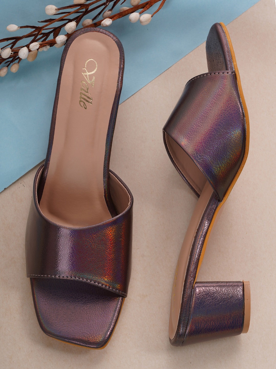 

VEILLE Women Violet PU Block Heels Sandals