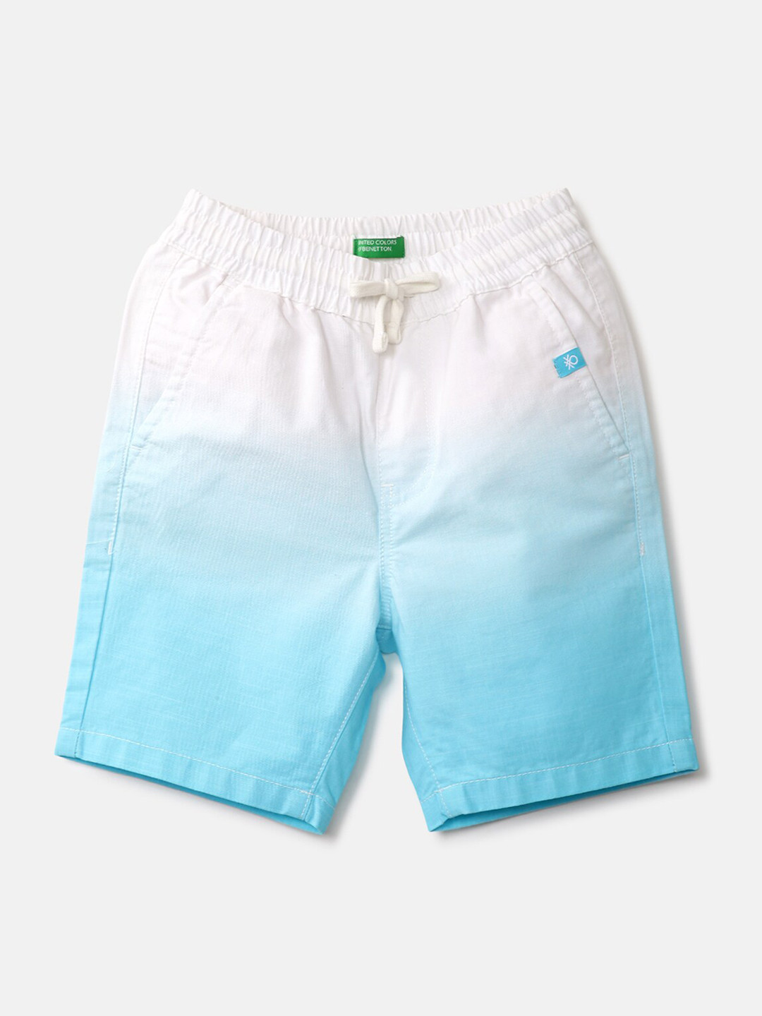 

United Colors of Benetton Boys Blue & White Ombre Colourblocked Shorts