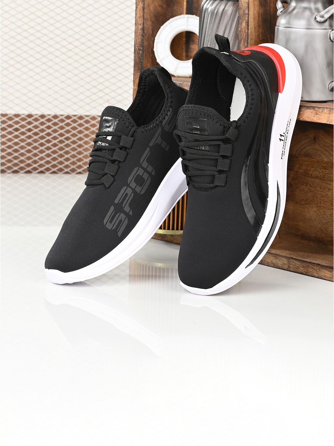 

BIRDE Men Black Printed Lace-up Casual Shoes