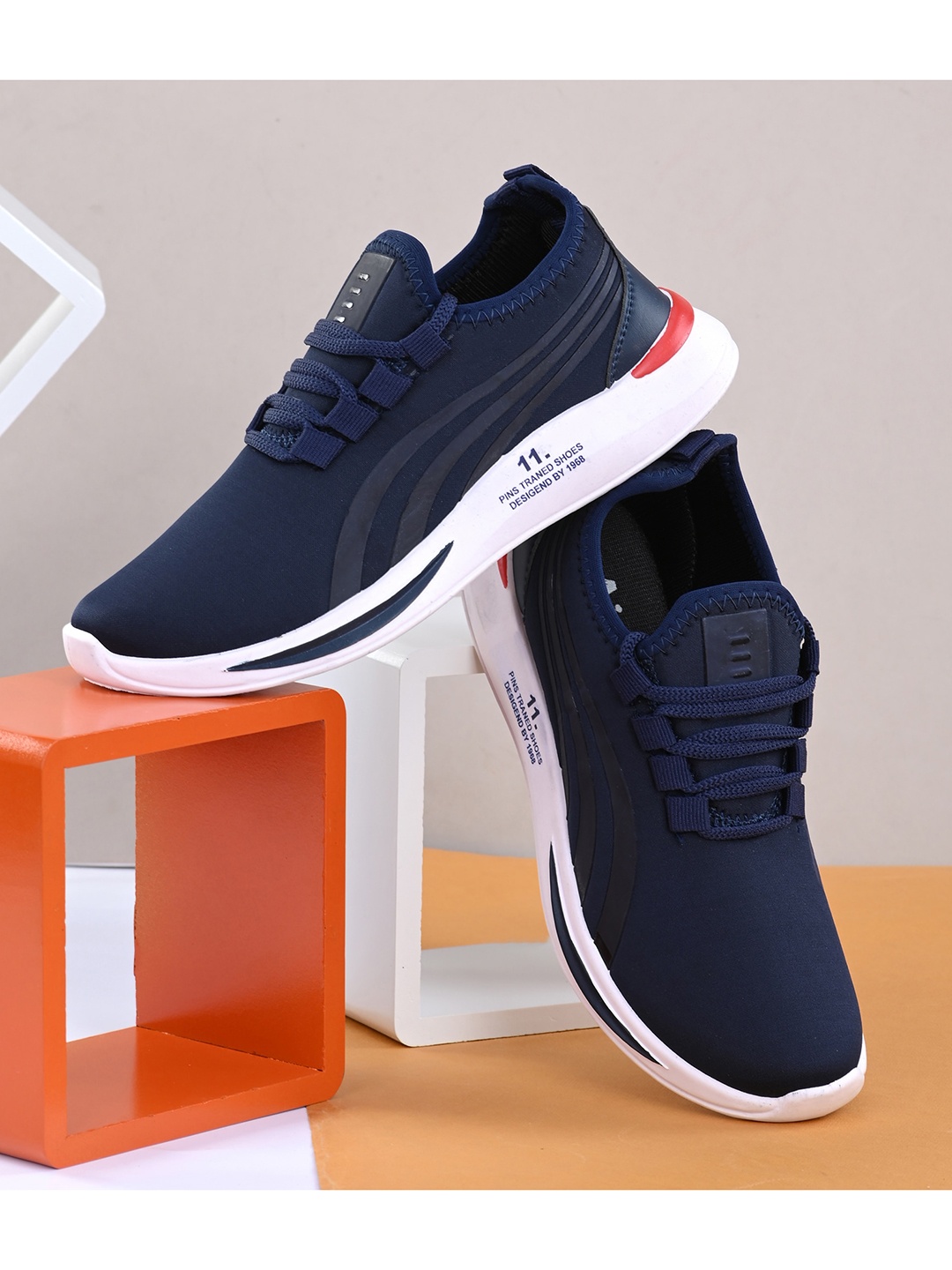 

BIRDE Men Navy Blue Solid Sneakers