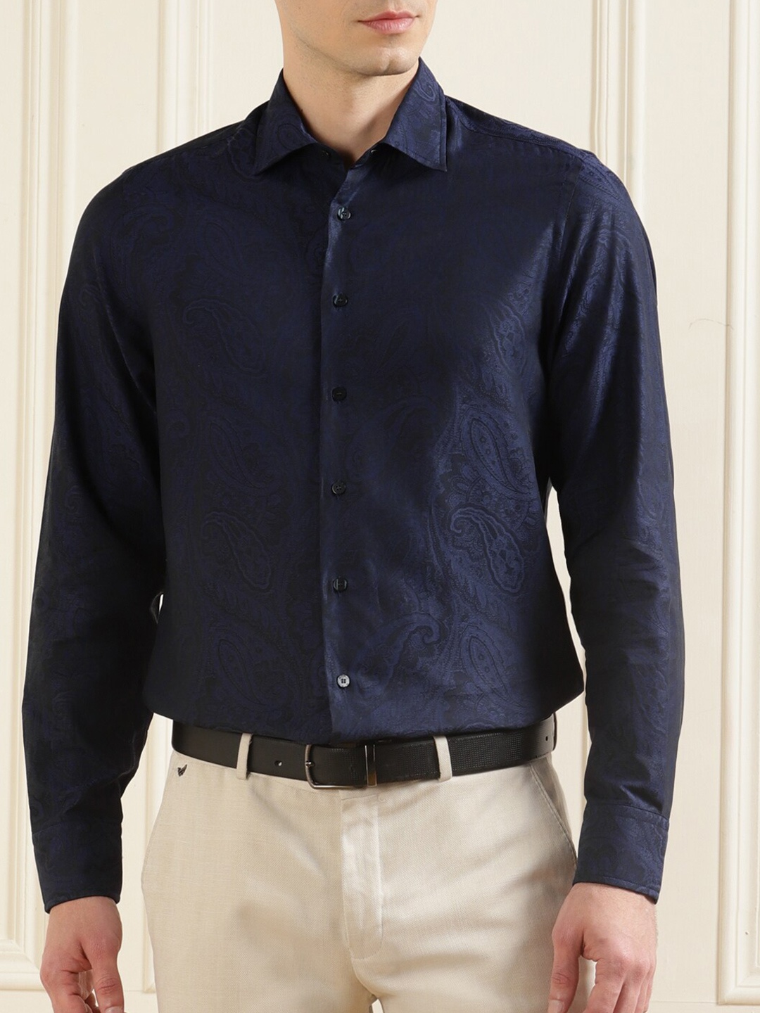 

ETRO Men Navy Blue Formal Long Sleeves Shirt
