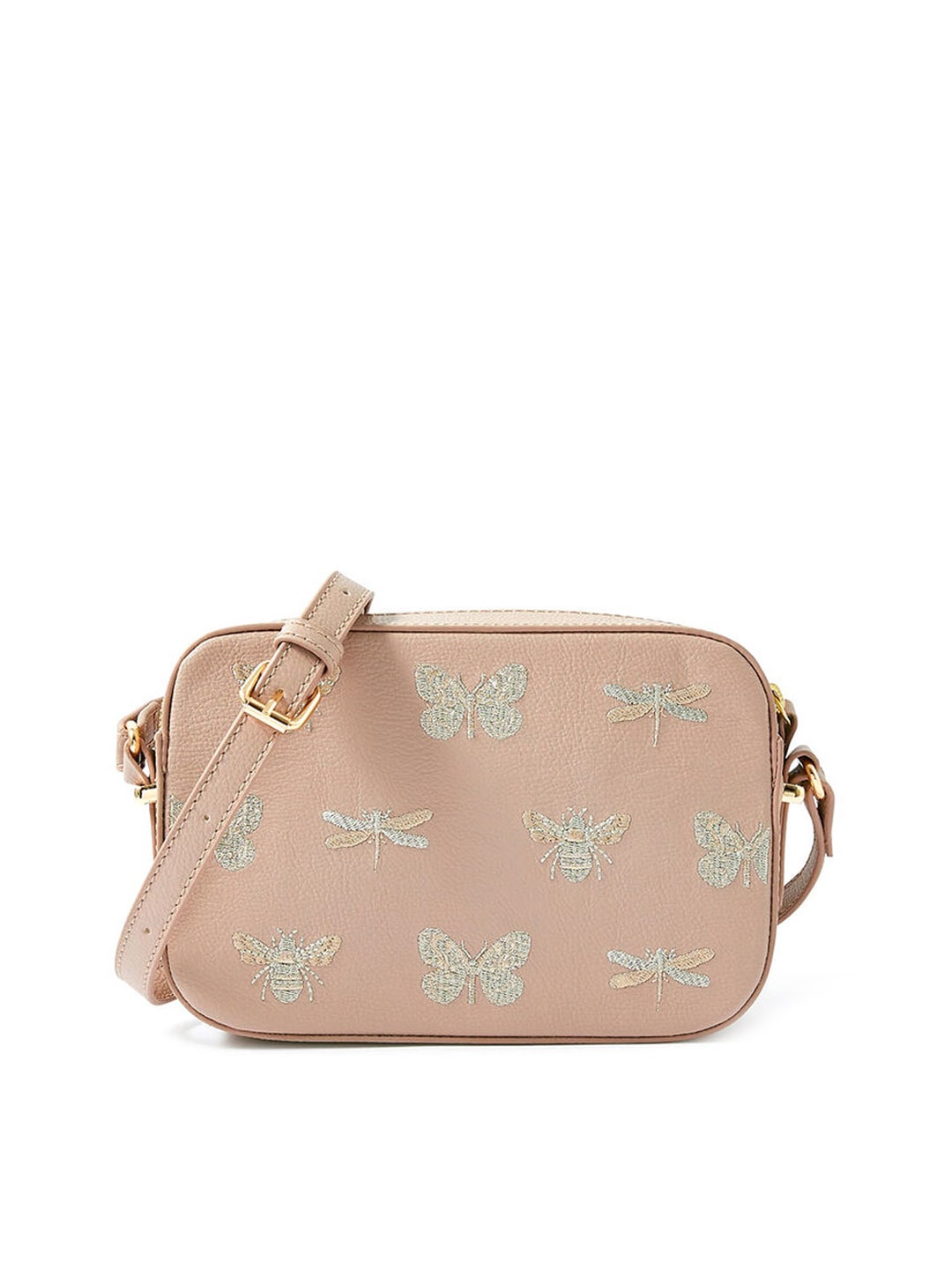 

Accessorize Cream-Coloured Floral Printed PU Structured Sling Bag