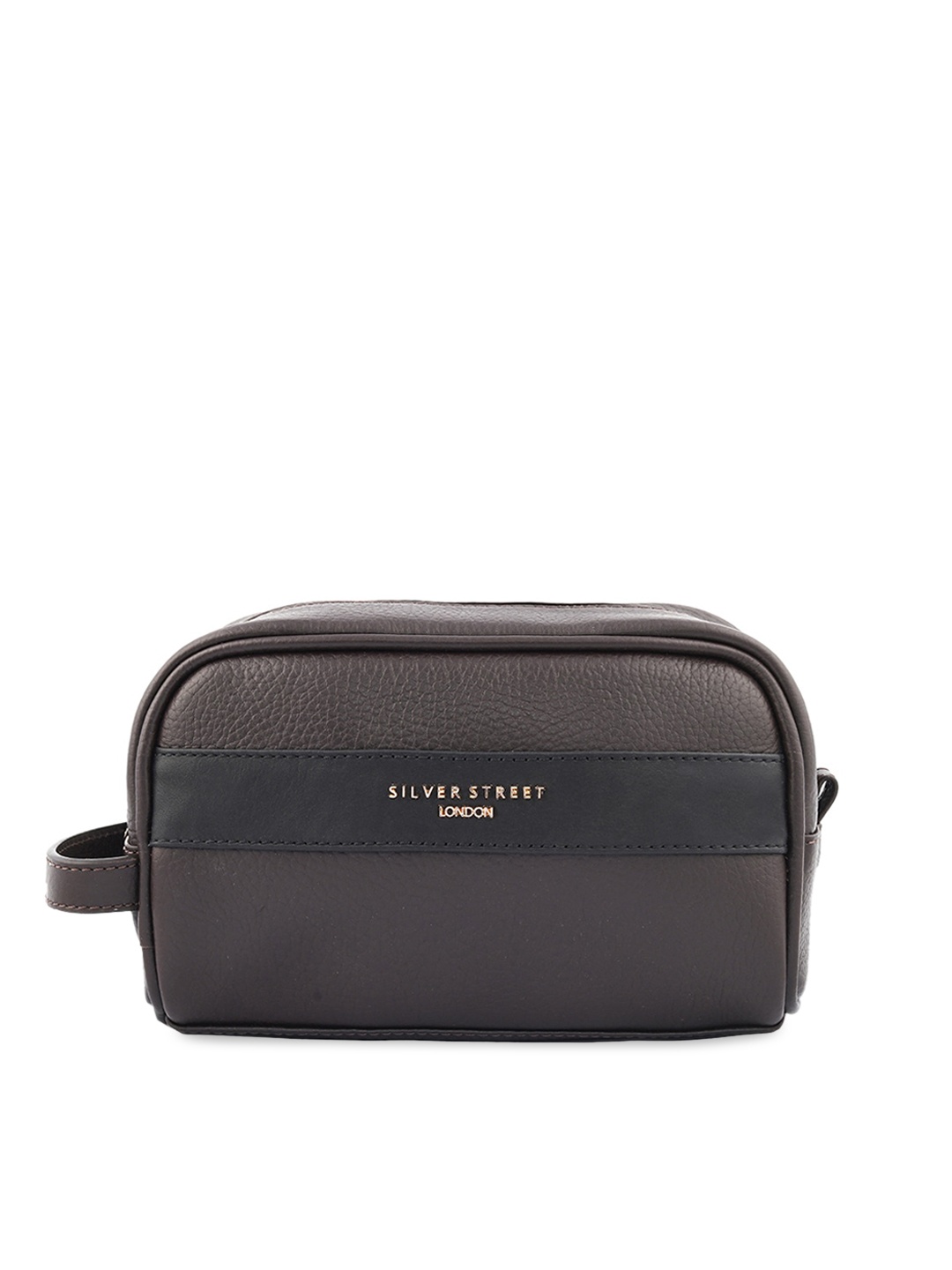

SILVER STREET LONDON Brown Solid Leather Toiletry Bag