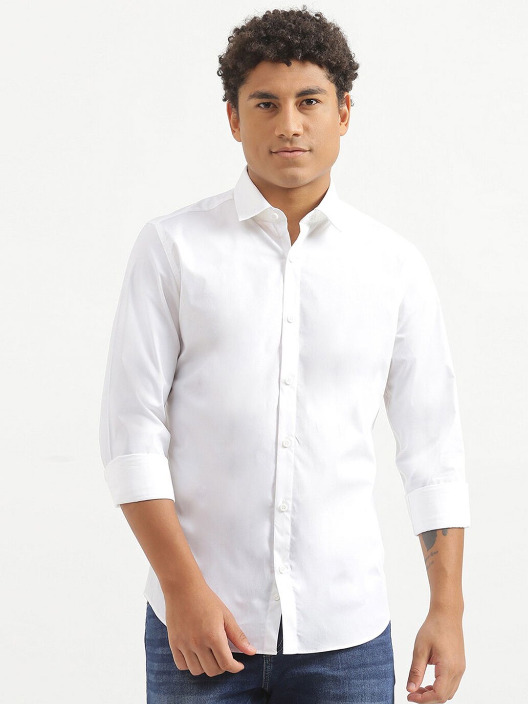 

United Colors of Benetton Men White Slim Fit Casual Shirt