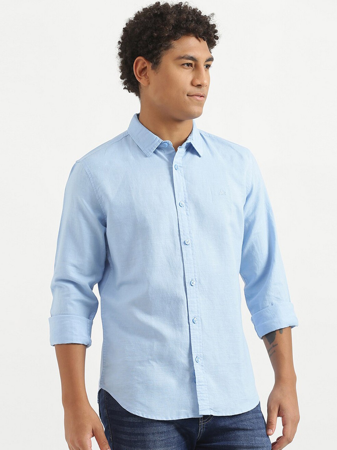 

United Colors of Benetton Men Blue Slim Fit Casual Shirt