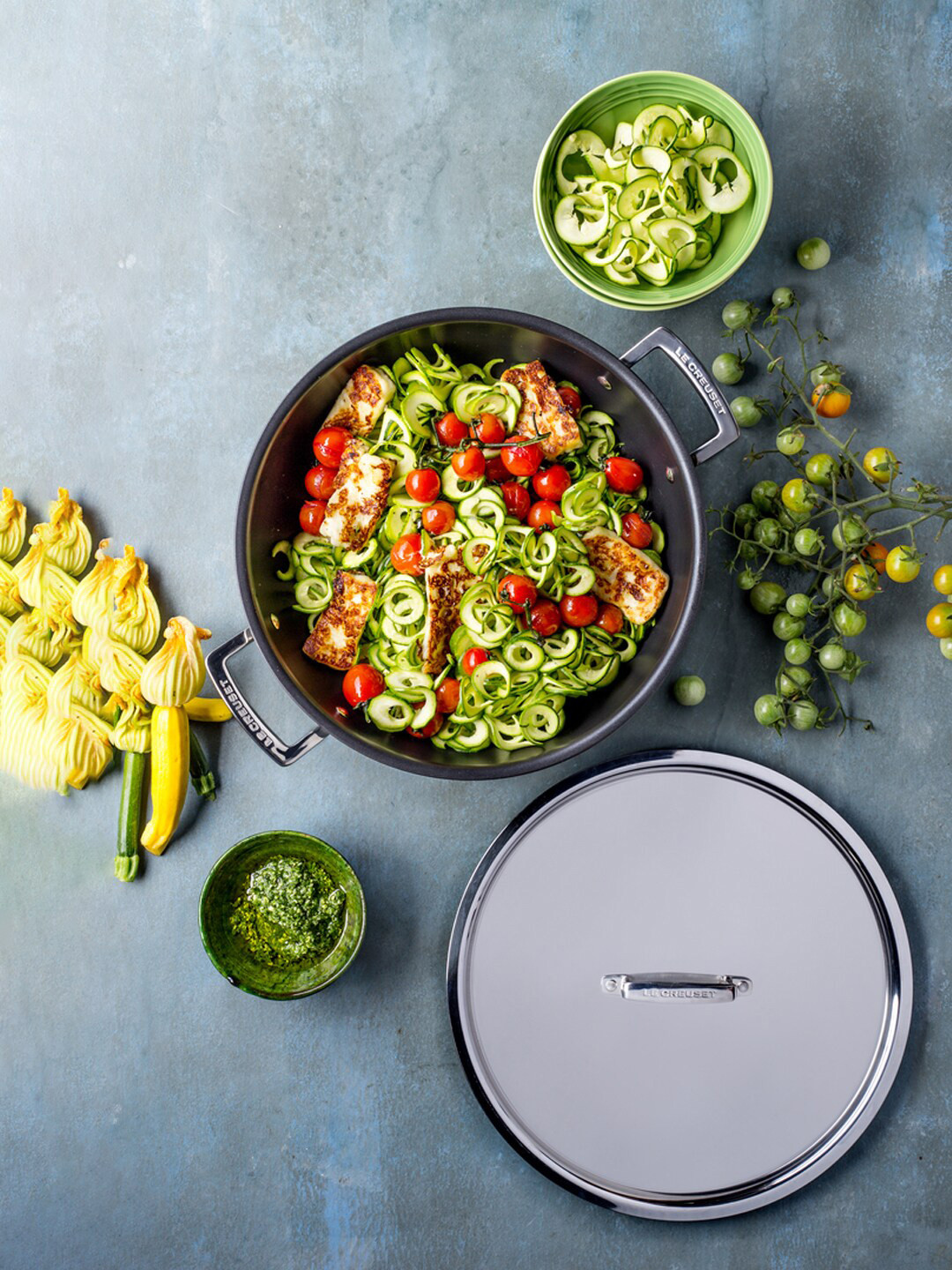 

LE CREUSET Steel-Toned Induction Base Stainless Steel Shallow Casserole With Lid