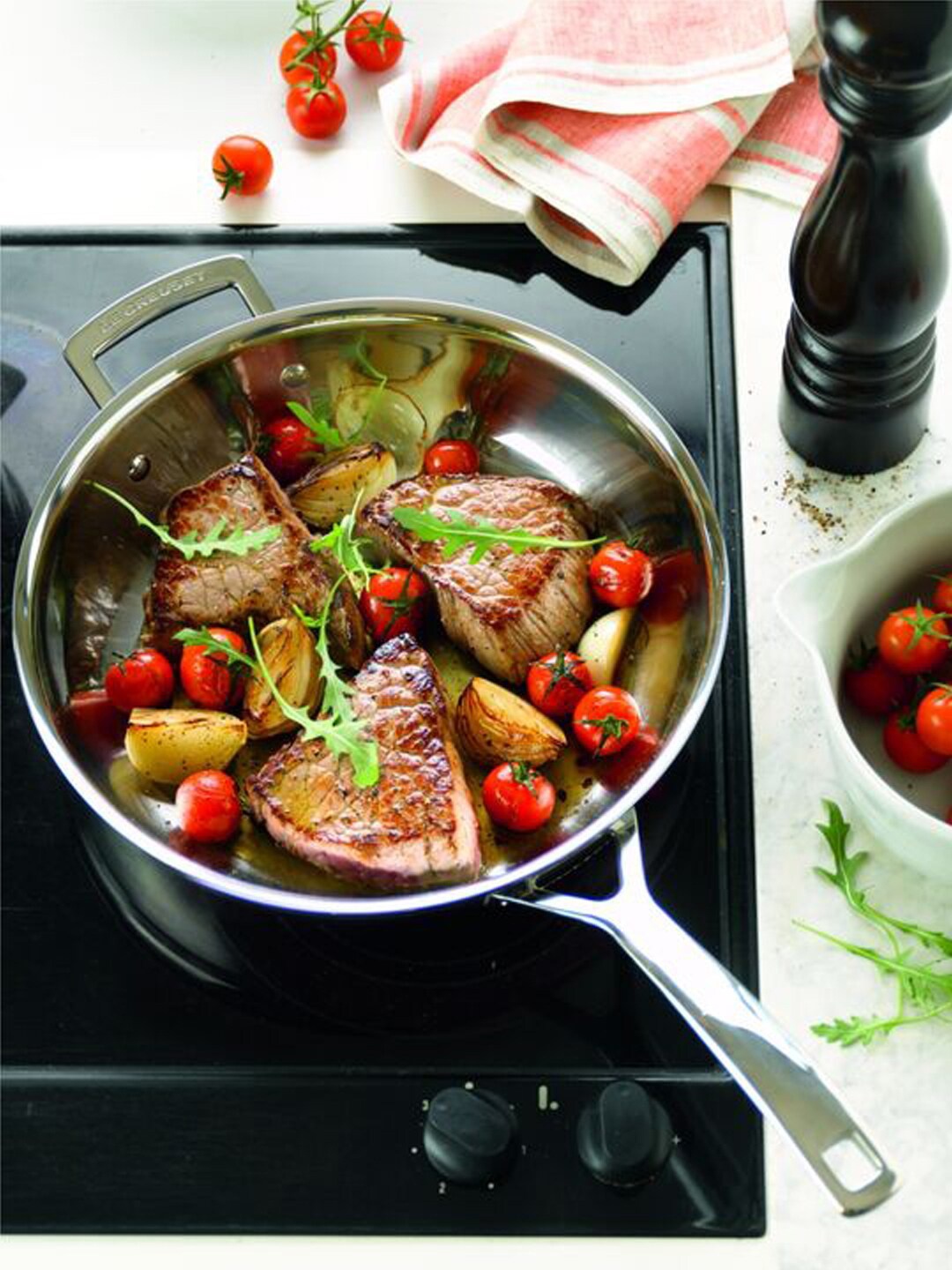 

LE CREUSET Steel Colored Induction Base Stainless Steel Fry Pan