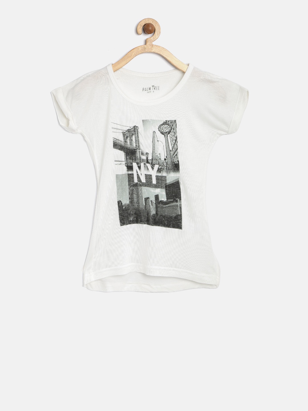 

Palm Tree Girls White Printed Round Neck T-shirt