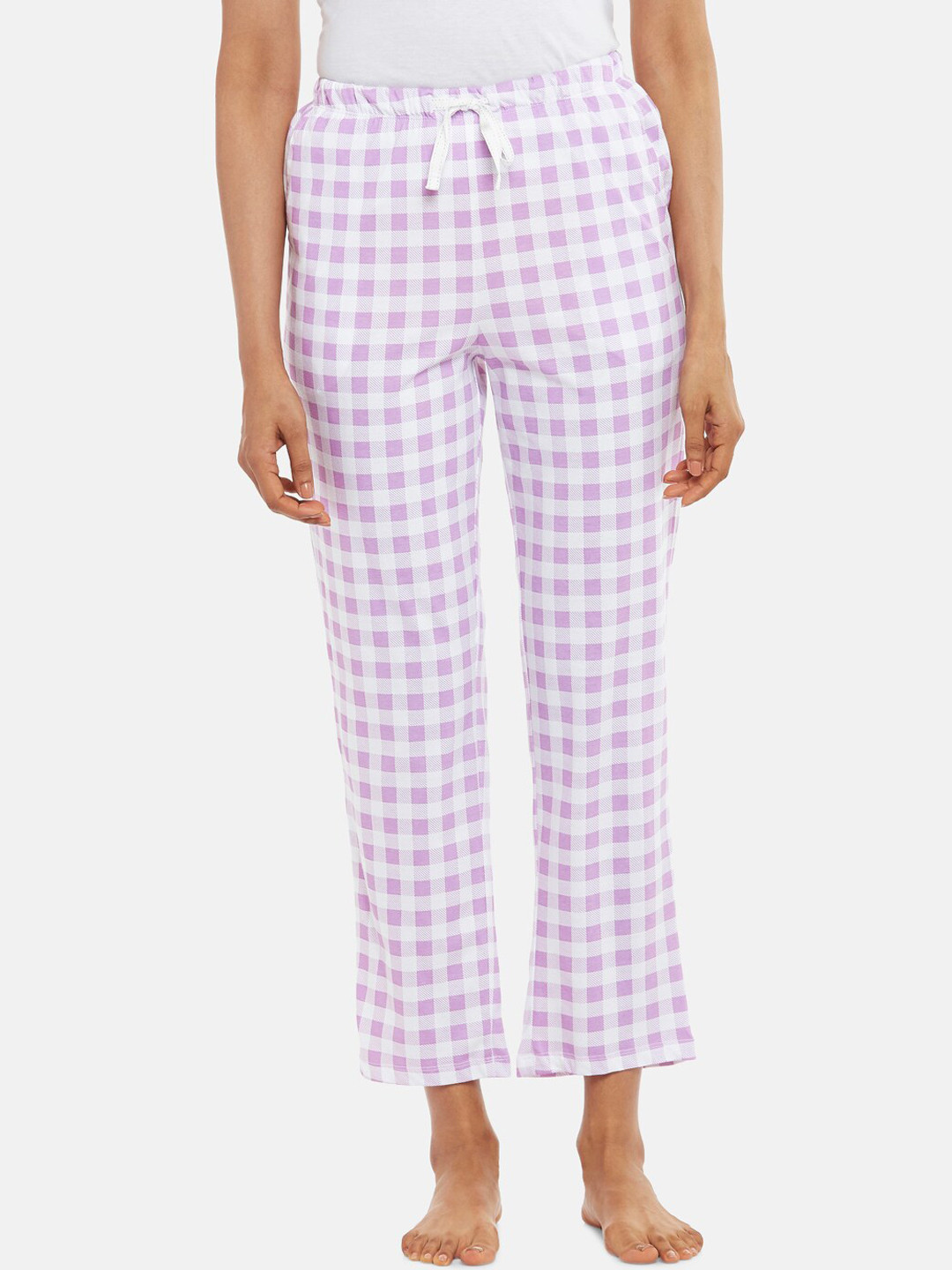 

Dreamz by Pantaloons Women Pink Checked Cotton Lounge Pants