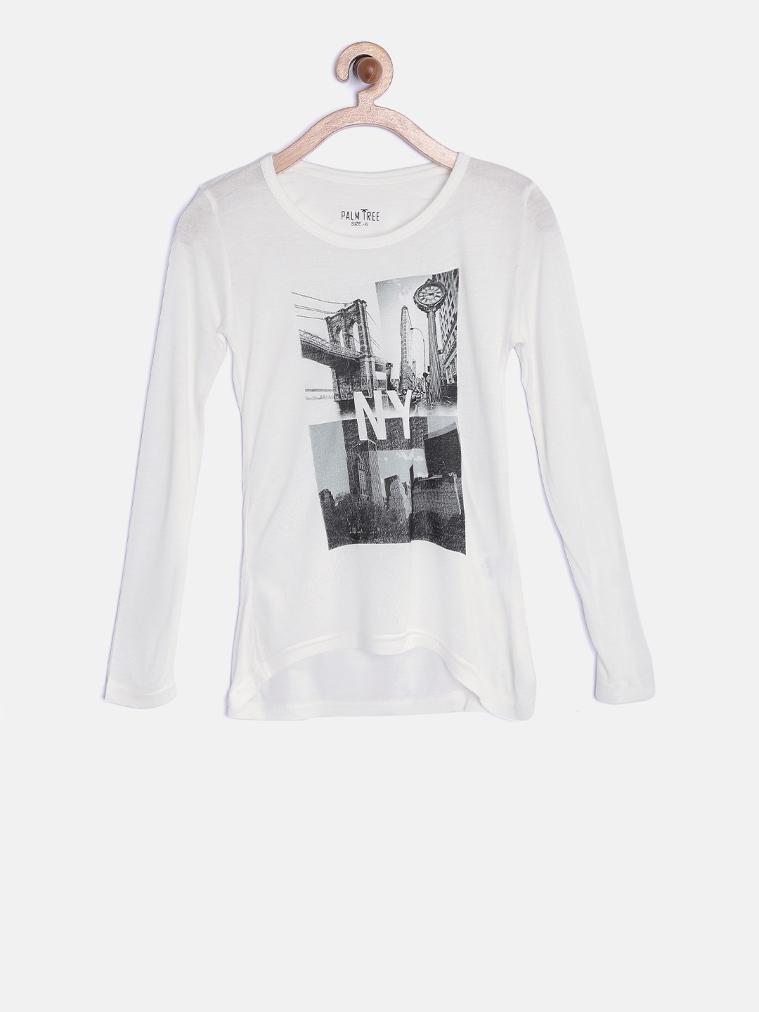 

Palm Tree Girls White Printed Round Neck T-shirt