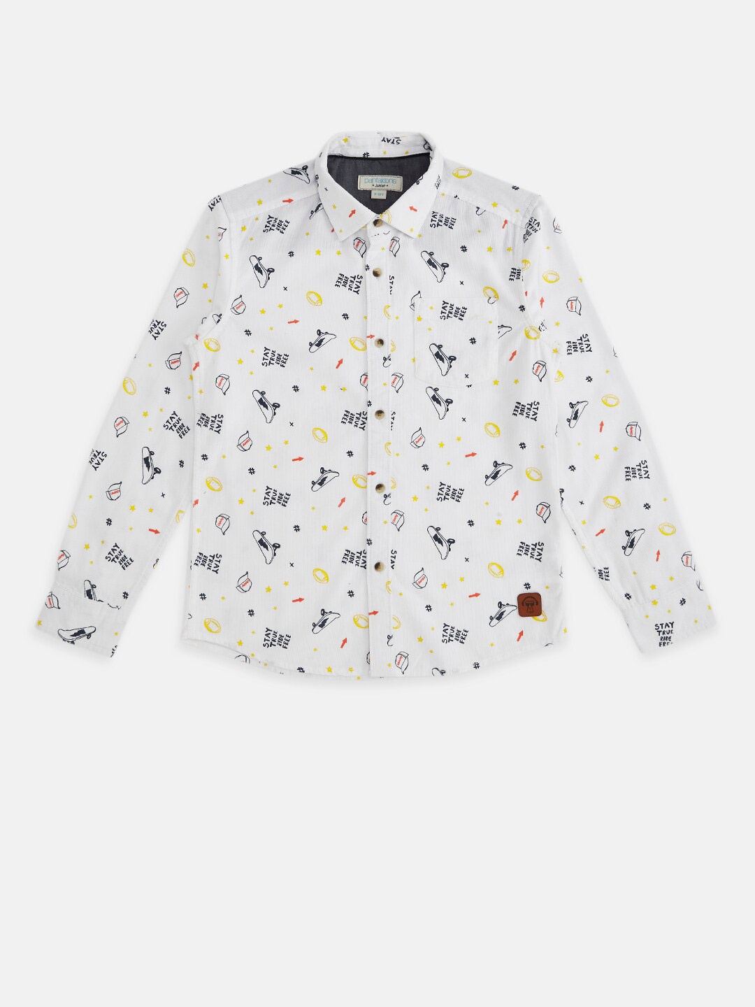 

Pantaloons Junior Boys White Printed Casual Shirt