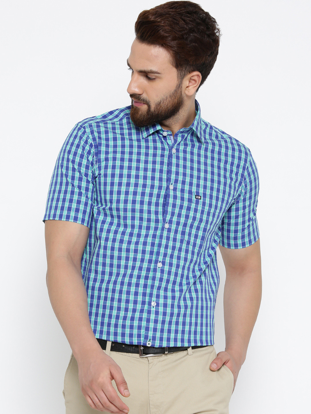 

Arrow Sport Men Blue & Green Checked Semiformal Shirt