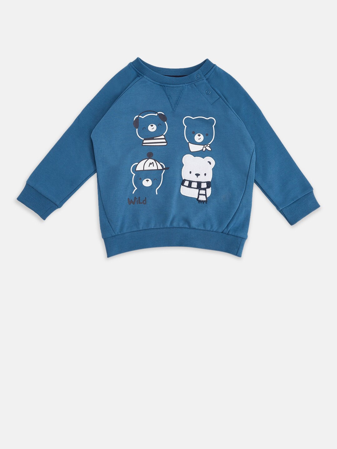 

Pantaloons Baby Boys Teal Blue Printed Sweatshirt