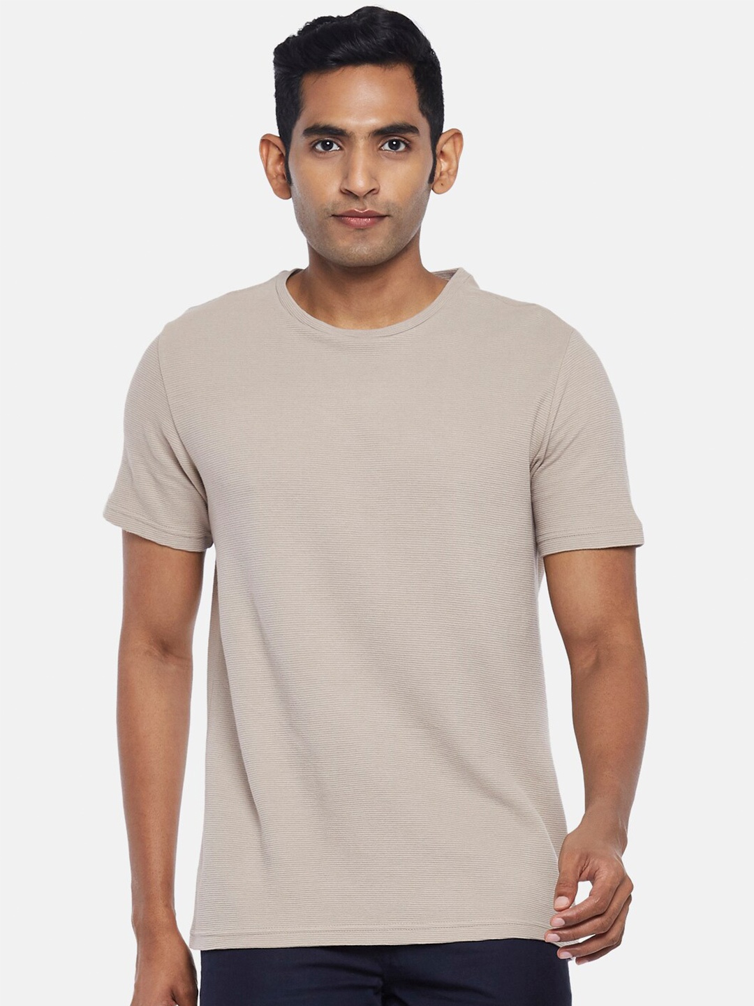 

BYFORD by Pantaloons Men Khaki Slim Fit T-shirt