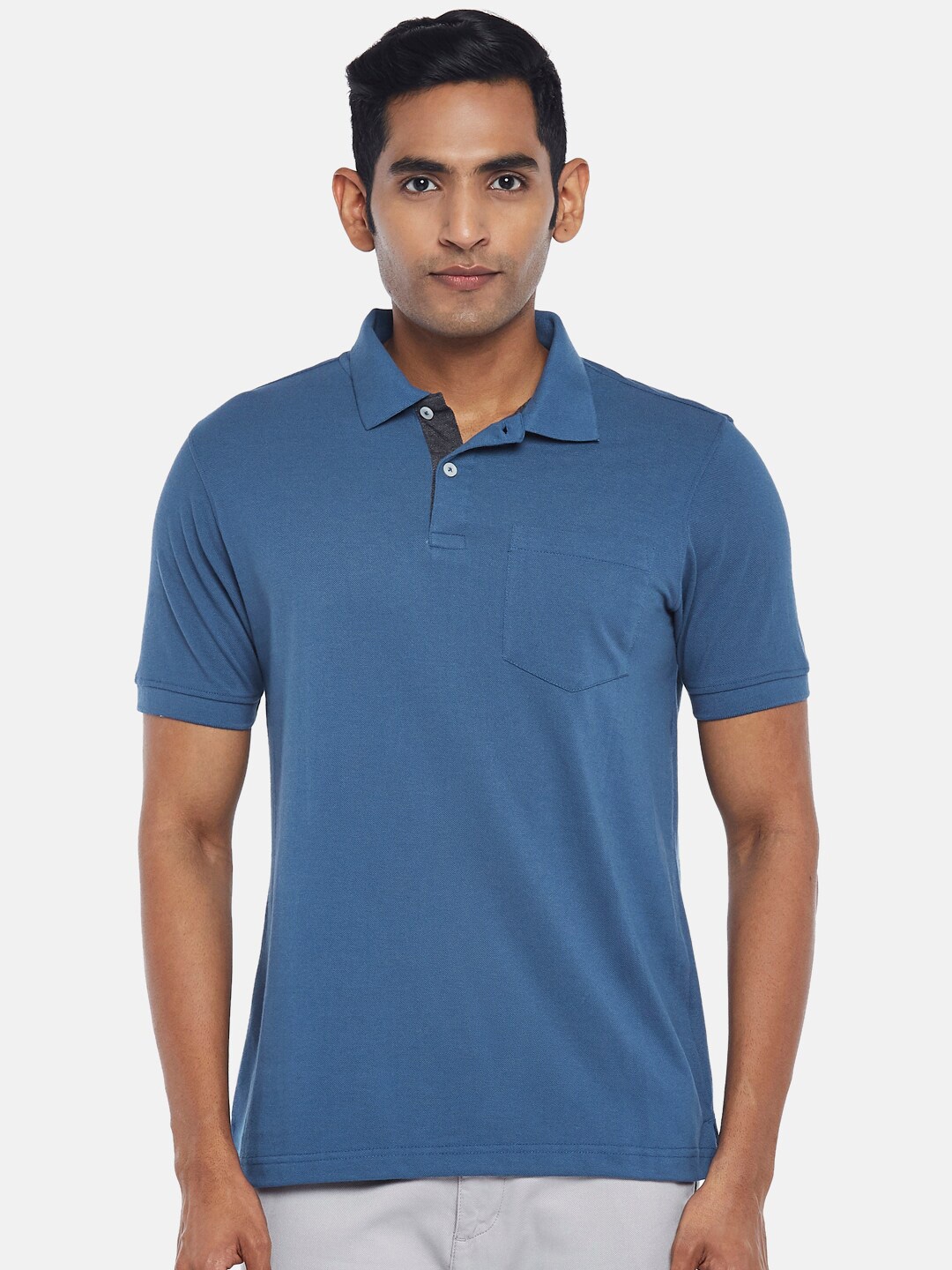 

BYFORD by Pantaloons Men Blue Polo Collar T-shirt