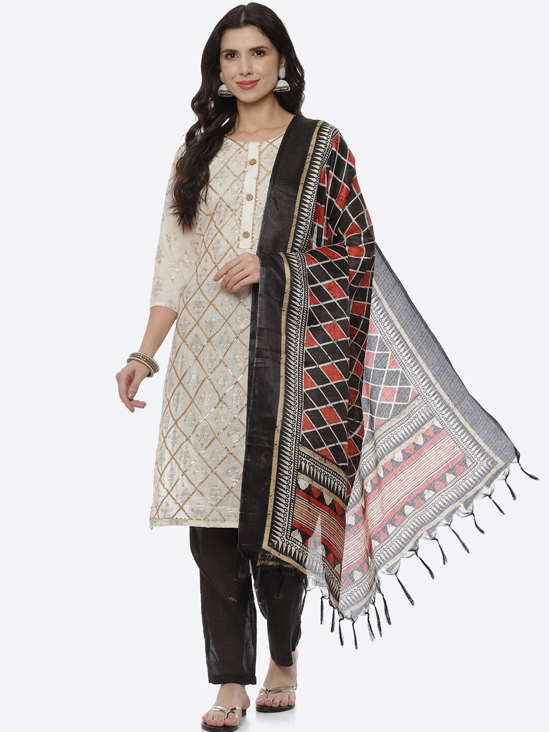 

Biba Beige & Black Unstitched Dress Material