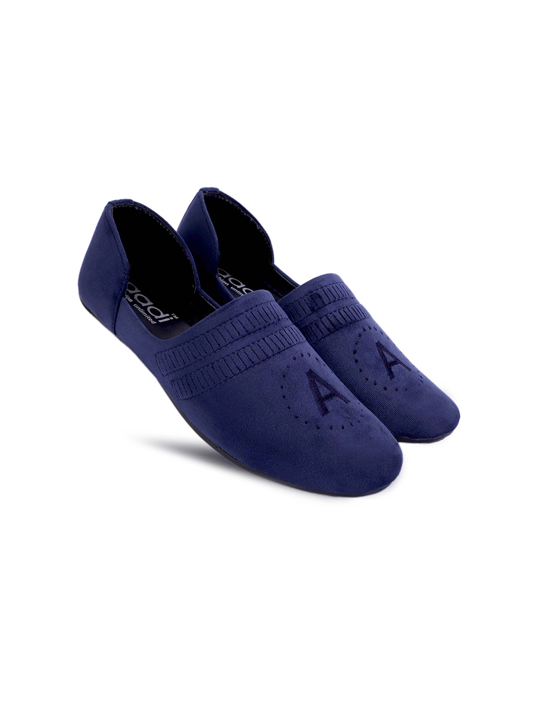 

aadi Men Blue Colourblocked Suede Mules