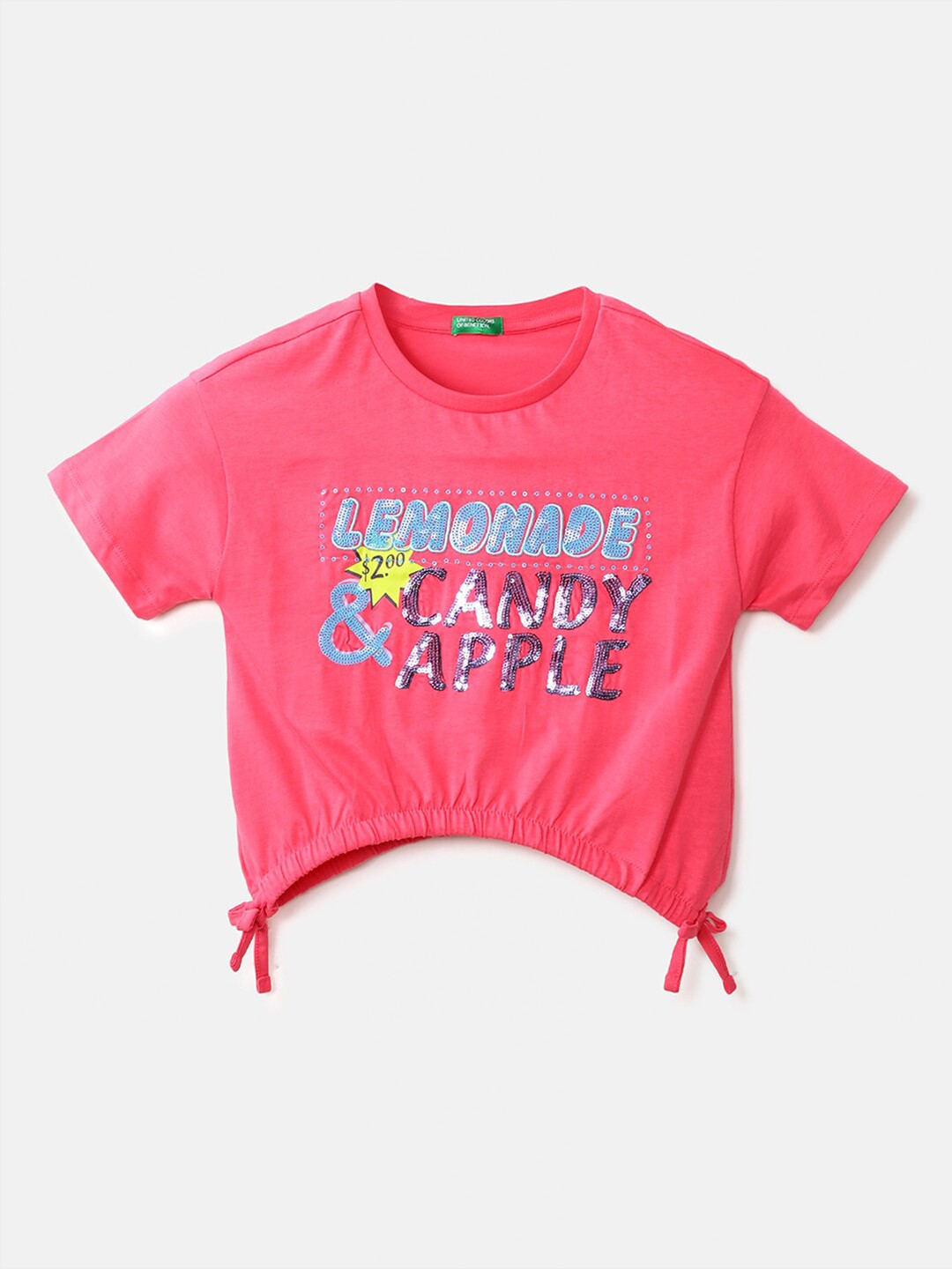 

United Colors of Benetton Girls Pink Typography Printed T-shirt