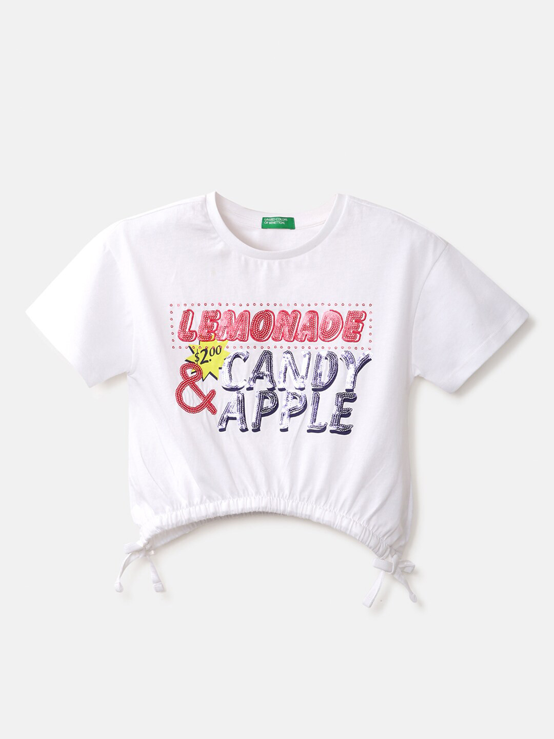 

United Colors of Benetton Girls White Printed T-shirt
