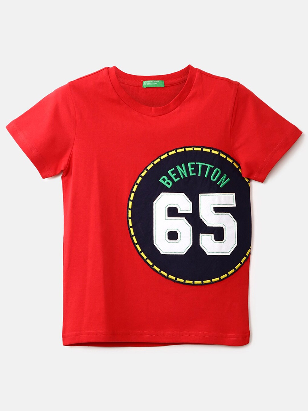 

United Colors of Benetton Boys Red Typography Printed T-shirt