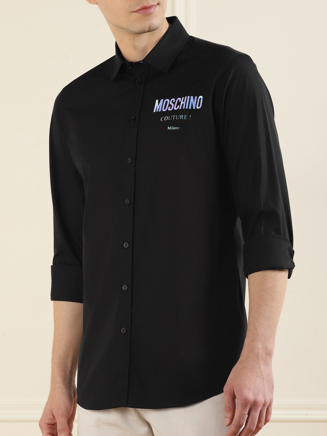 

MOSCHINO COUTURE Men Black Printed Casual Shirt