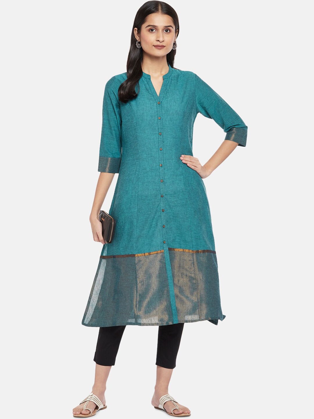 

RANGMANCH BY PANTALOONS Women Blue Embellished Kurta