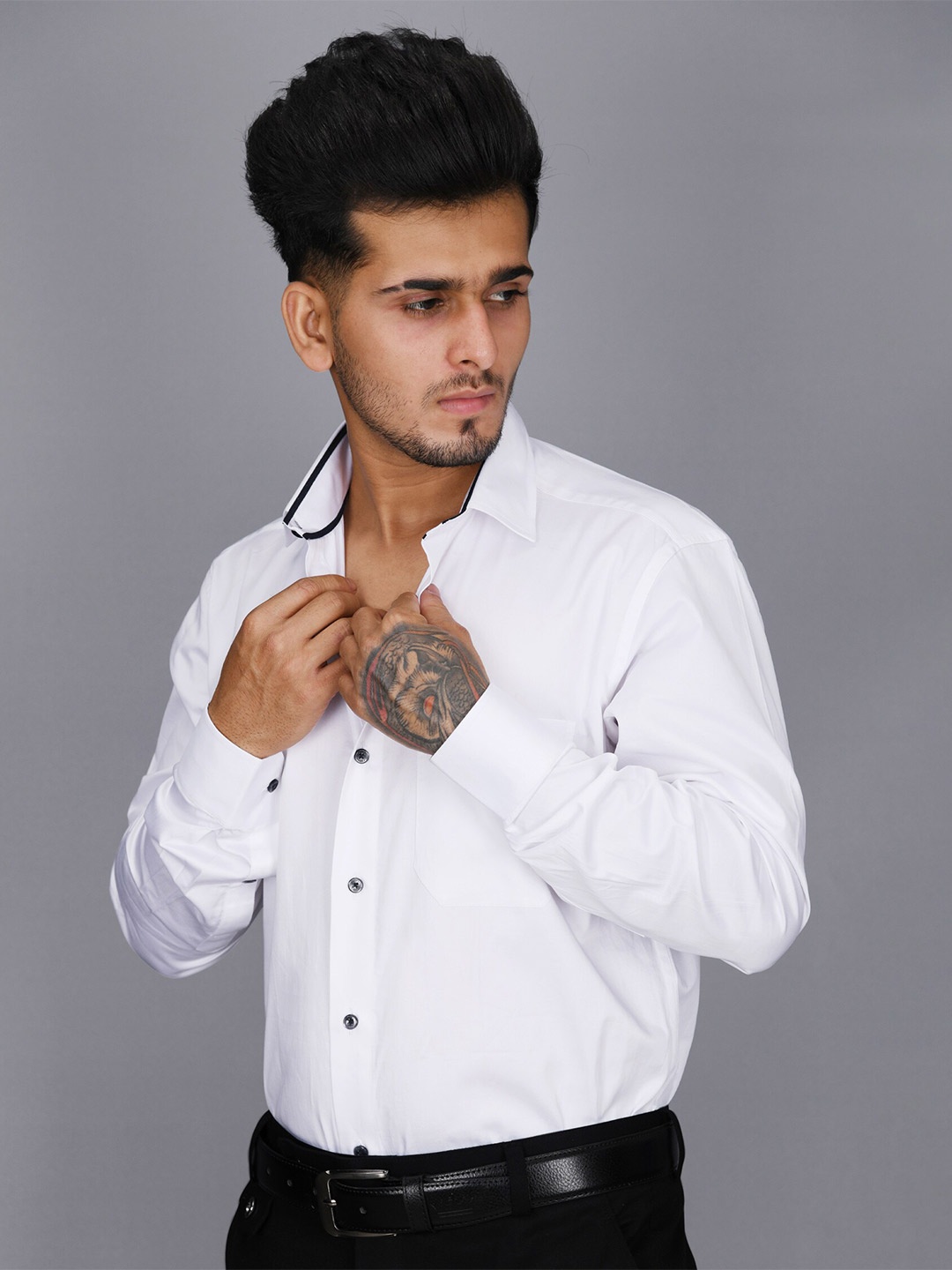 

FRENCH CROWN Men White Standard Formal Shirt