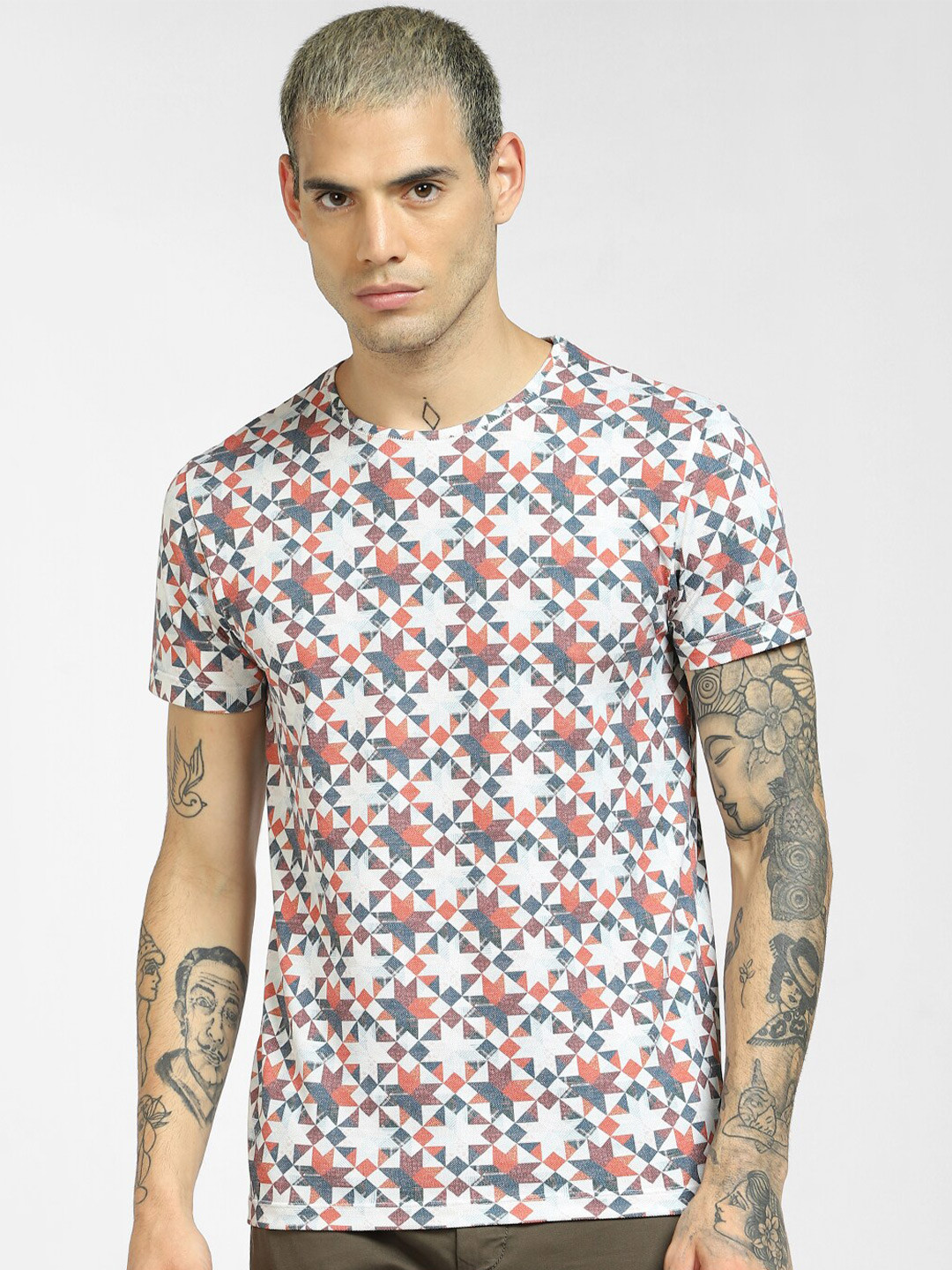 

Jack & Jones Men White Printed Slim Fit T-shirt