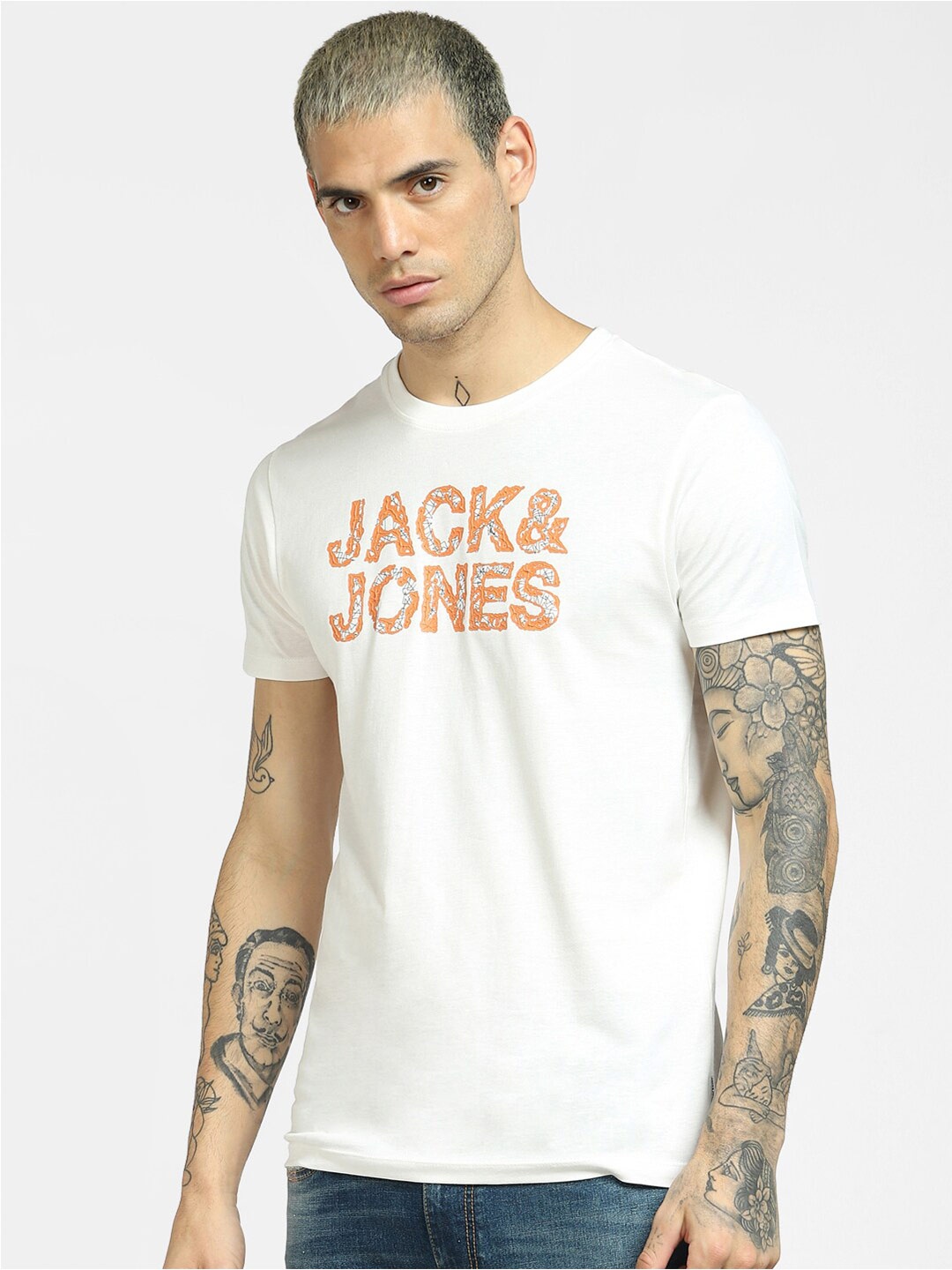 

Jack & Jones Men White Printed Slim Fit T-shirt