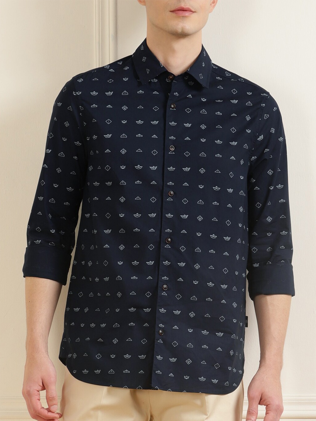 

Ted Baker Men Navy Blue Printed Casual Shirt