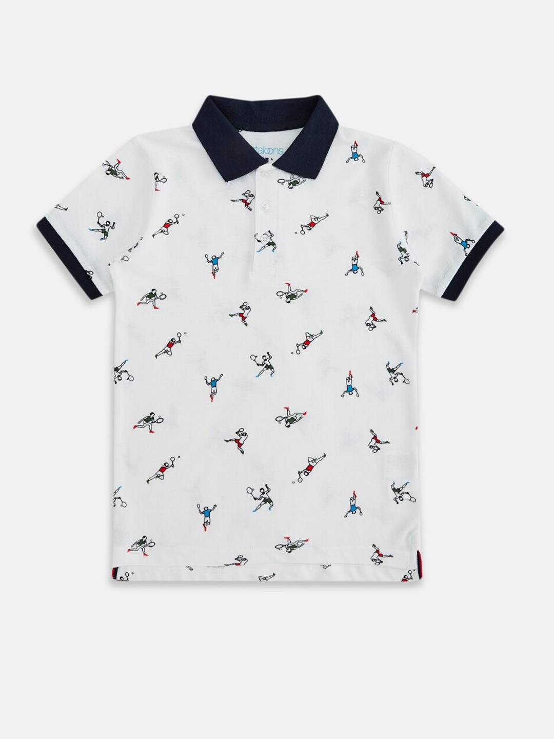 

Pantaloons Junior Boys White Printed Polo Collar T-shirt