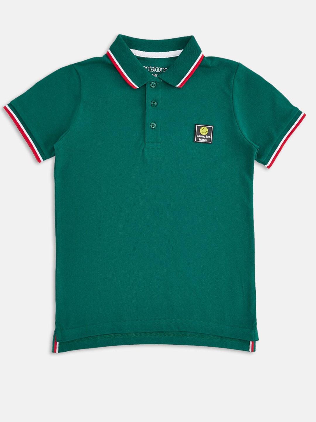 

Pantaloons Junior Boys Green Polo Collar Applique T-shirt