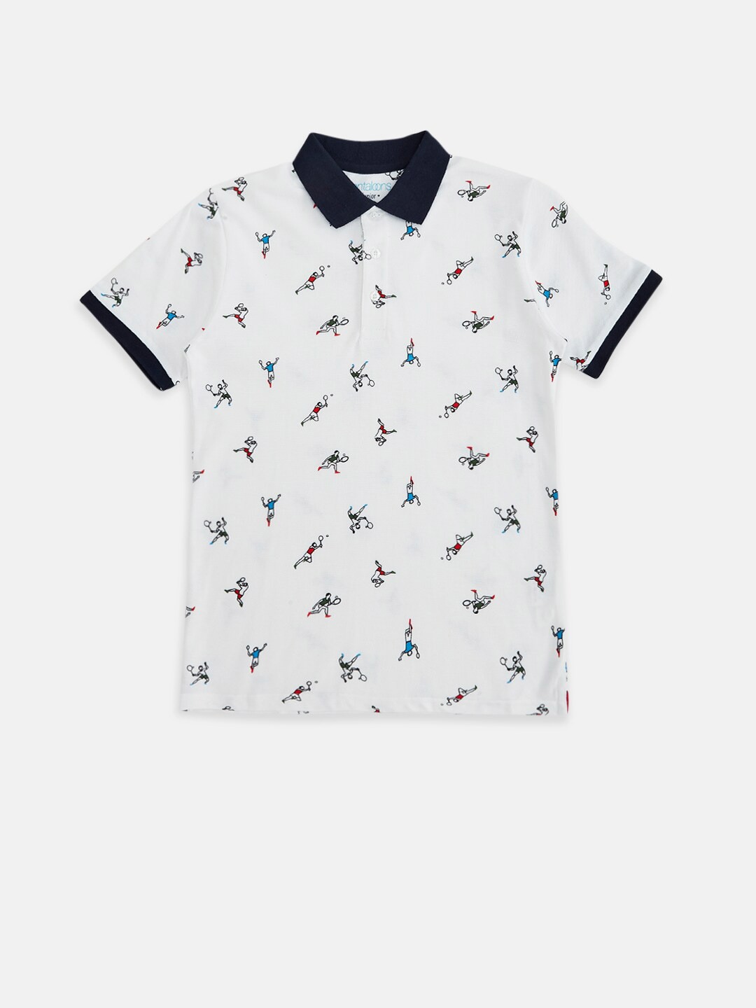 

Pantaloons Junior Boys White Printed Polo Collar Tropical T-shirt