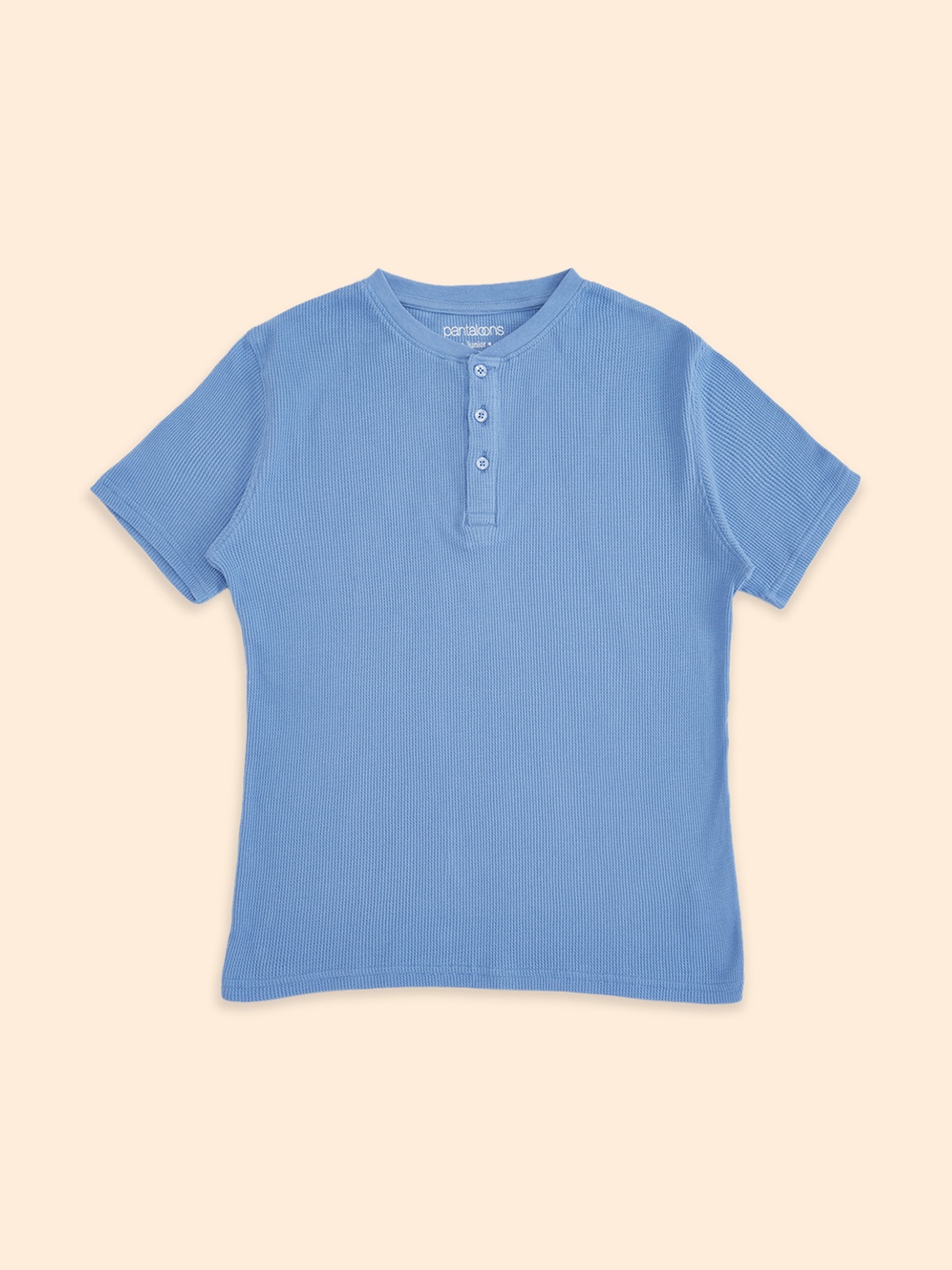 

Pantaloons Junior Boys Blue Henley Neck T-shirt