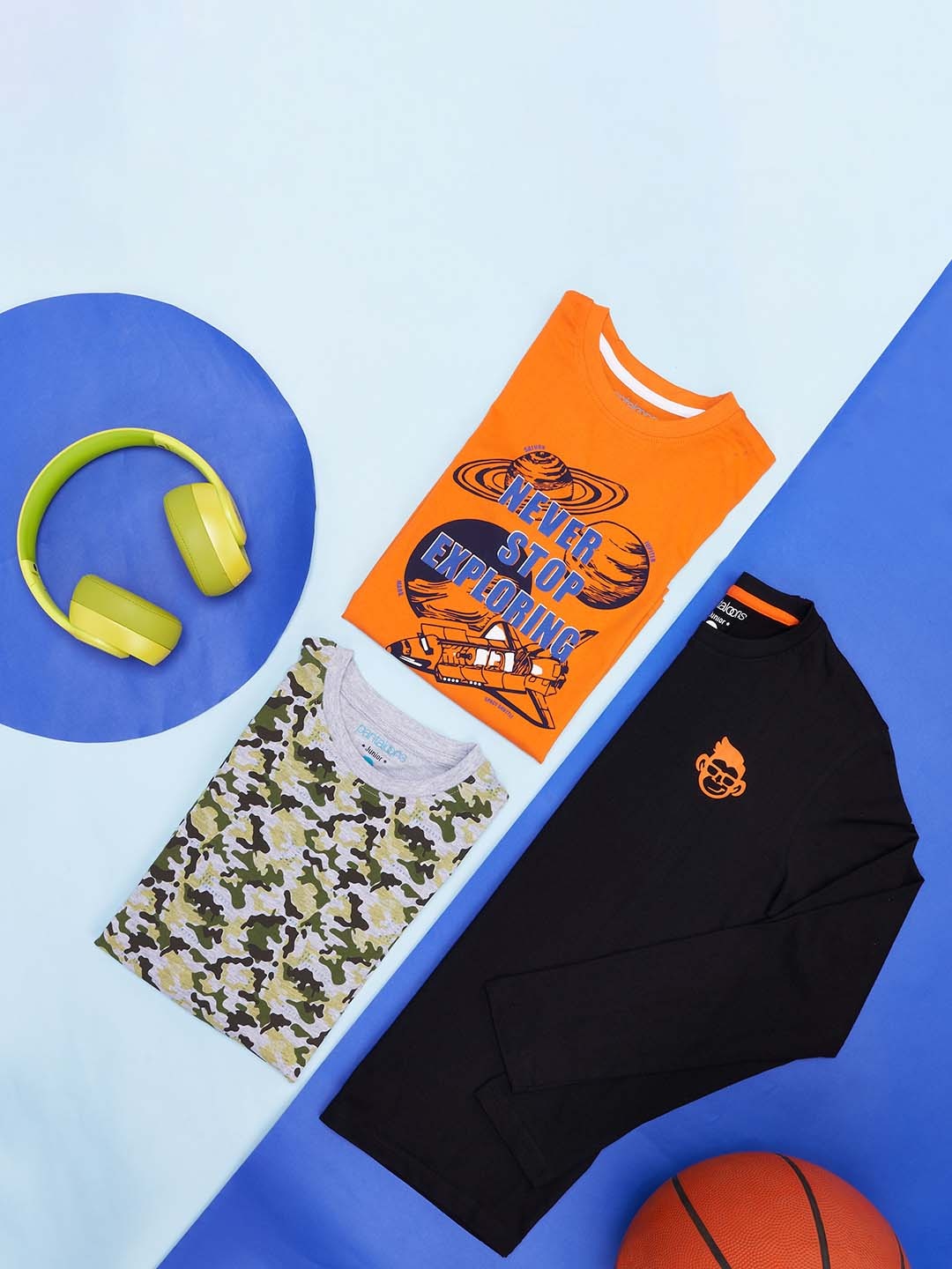 

Pantaloons Junior Boys Pack of 3 Camouflage Printed T-shirt, Orange