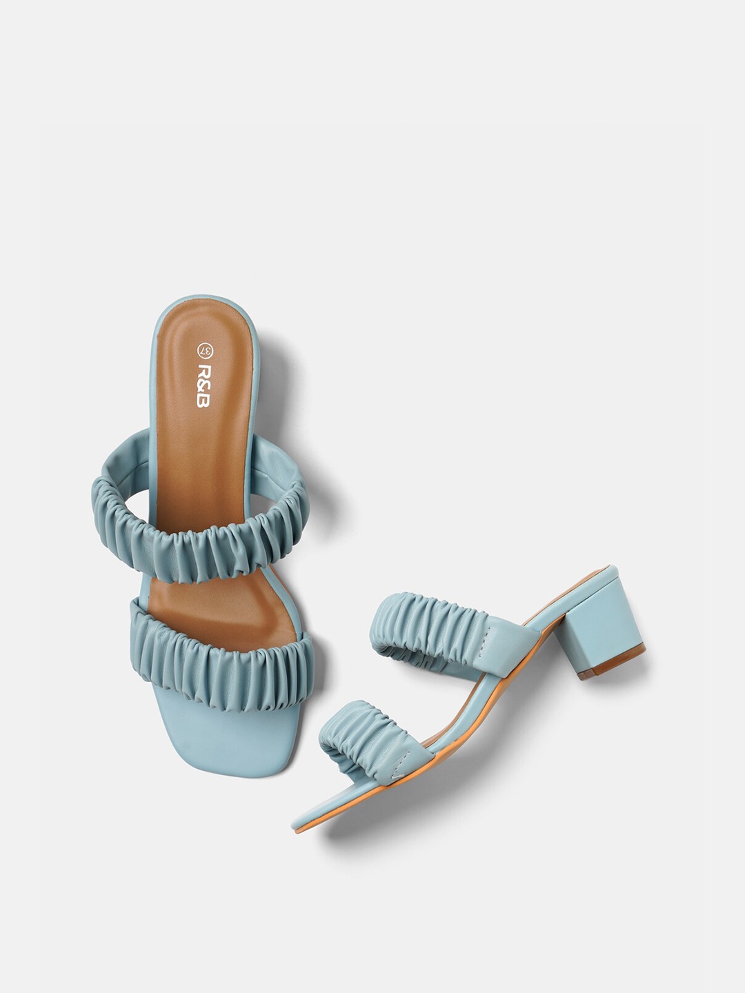 

R&B Women Blue Solid PU Block Heels