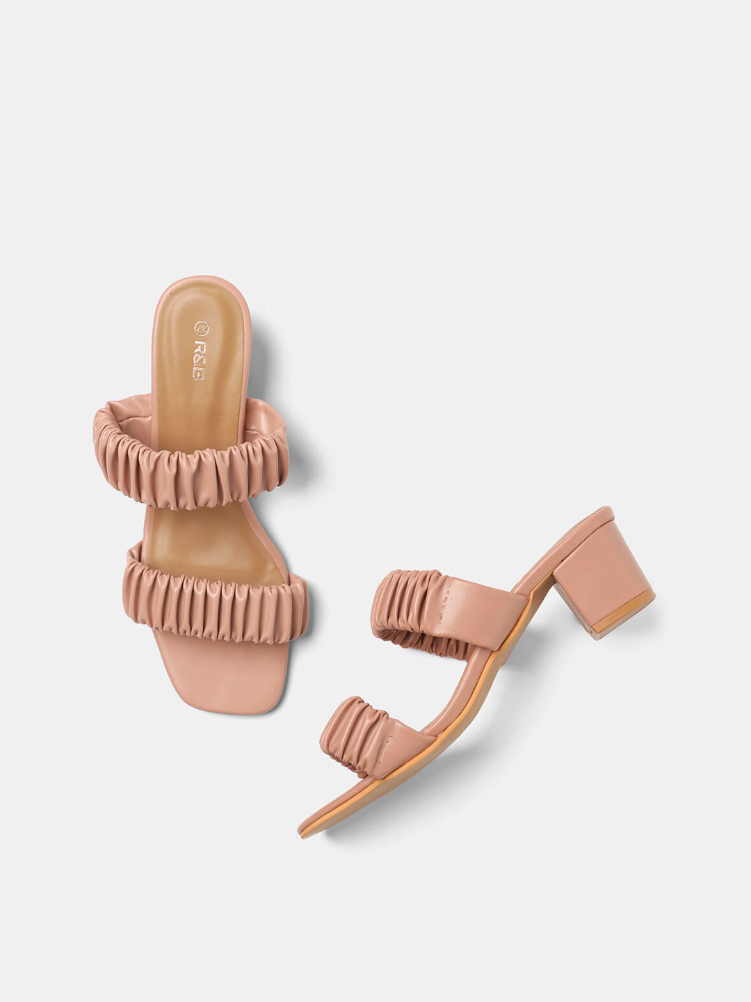 

R&B Women Pink Solid PU Block Heels