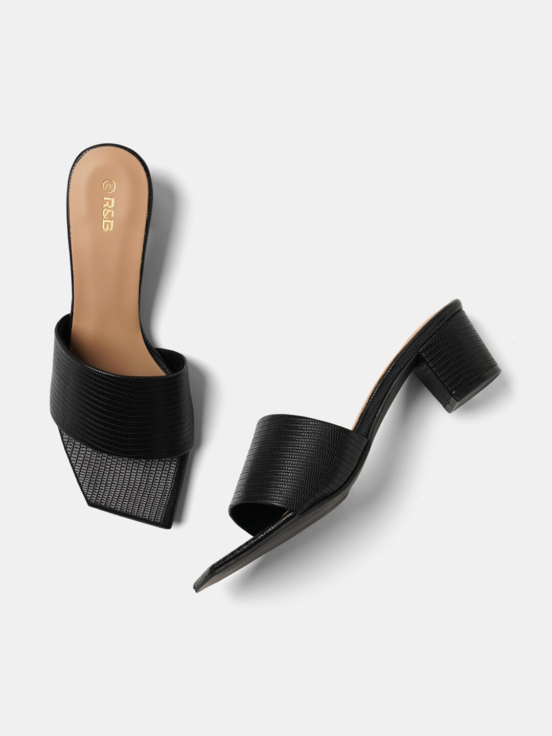 

R&B Black PU Block Heels