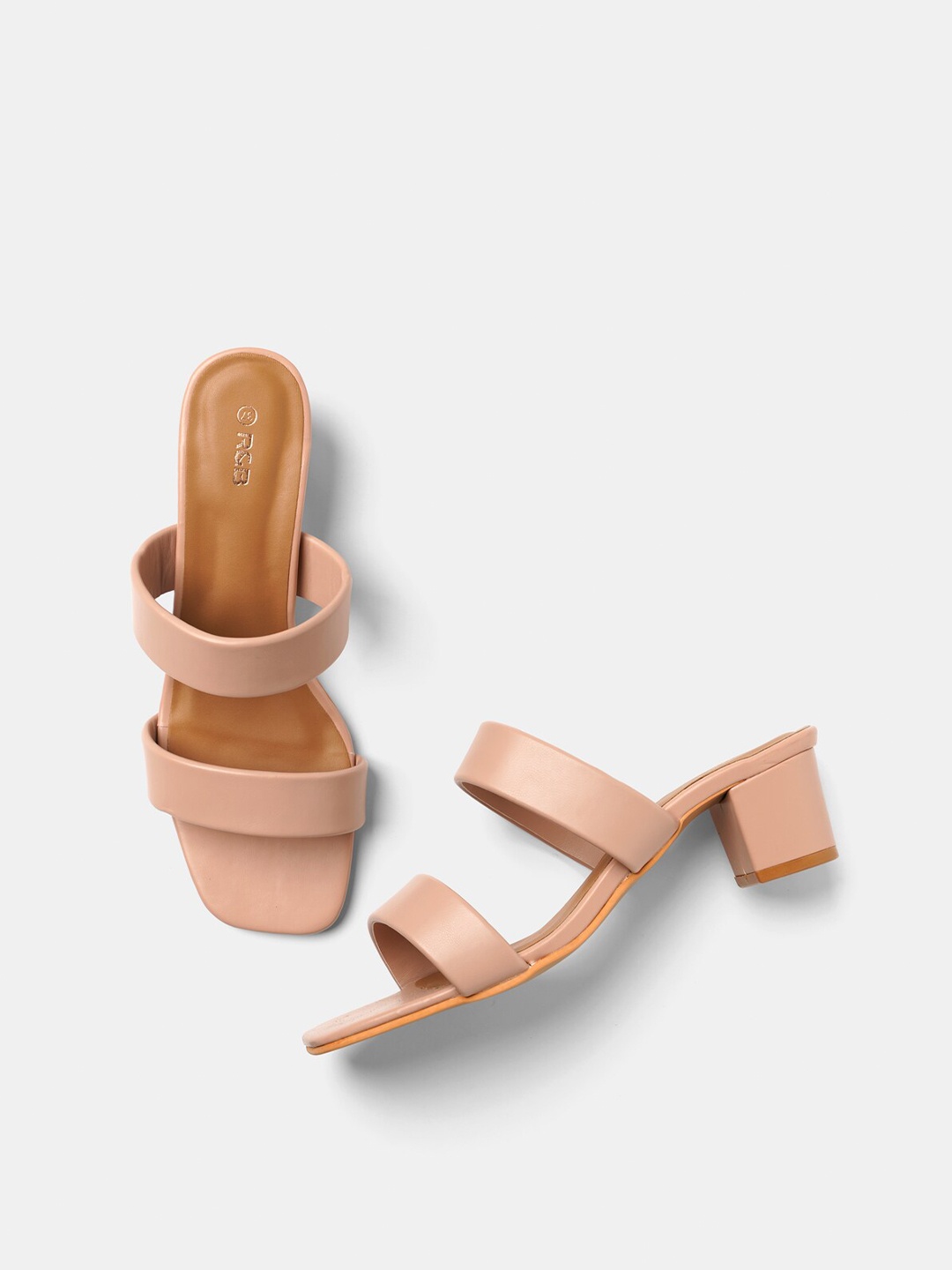 

R&B Women Beige Solid PU Block Heels