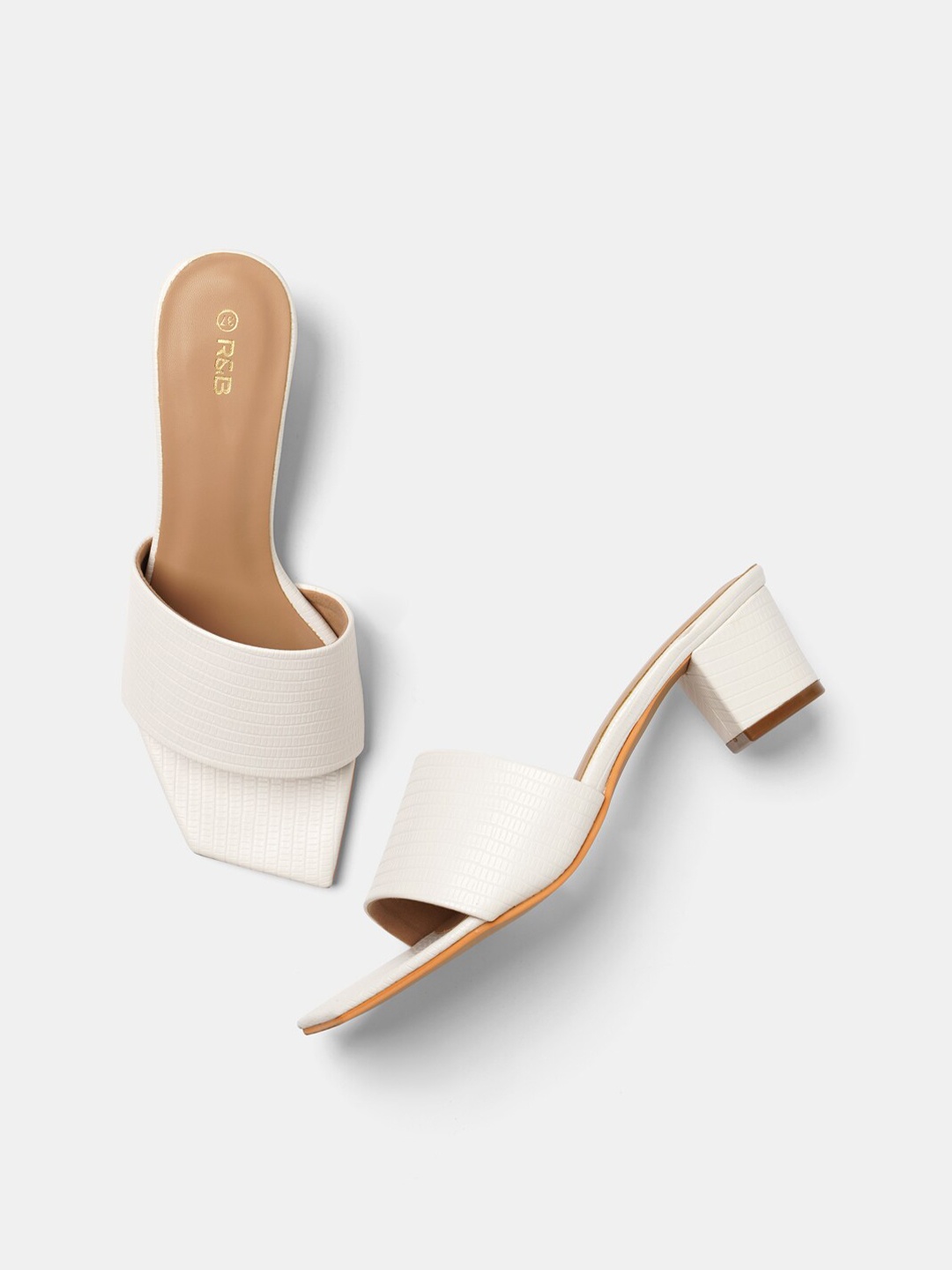 

R&B White PU Block Heels