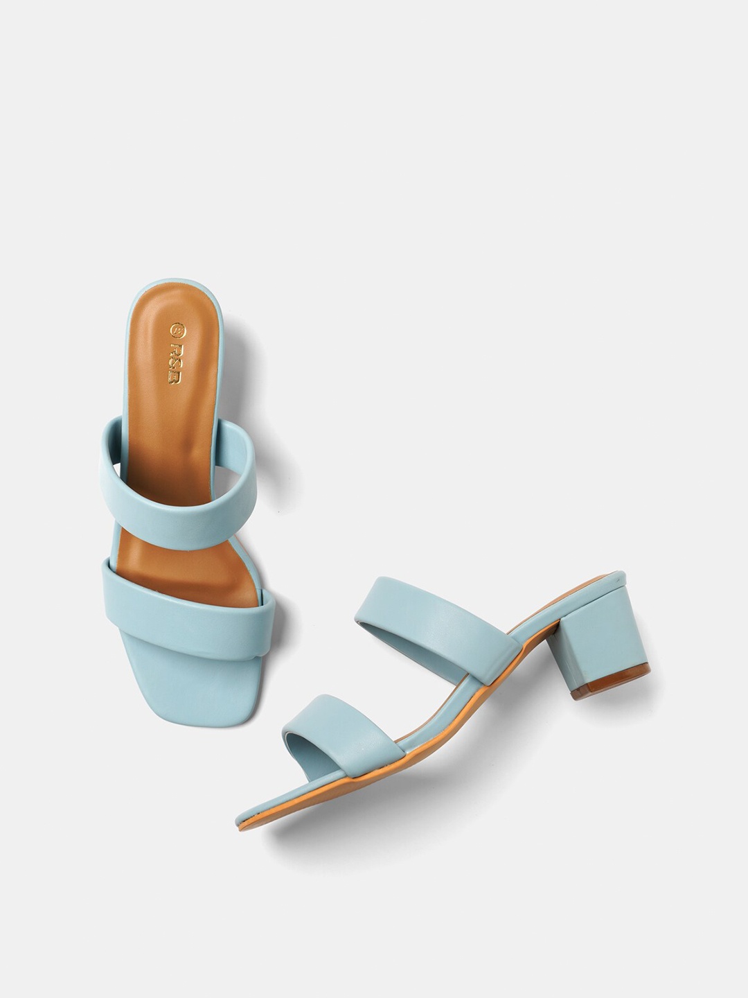 

R&B Women Blue Solid PU Block Heels