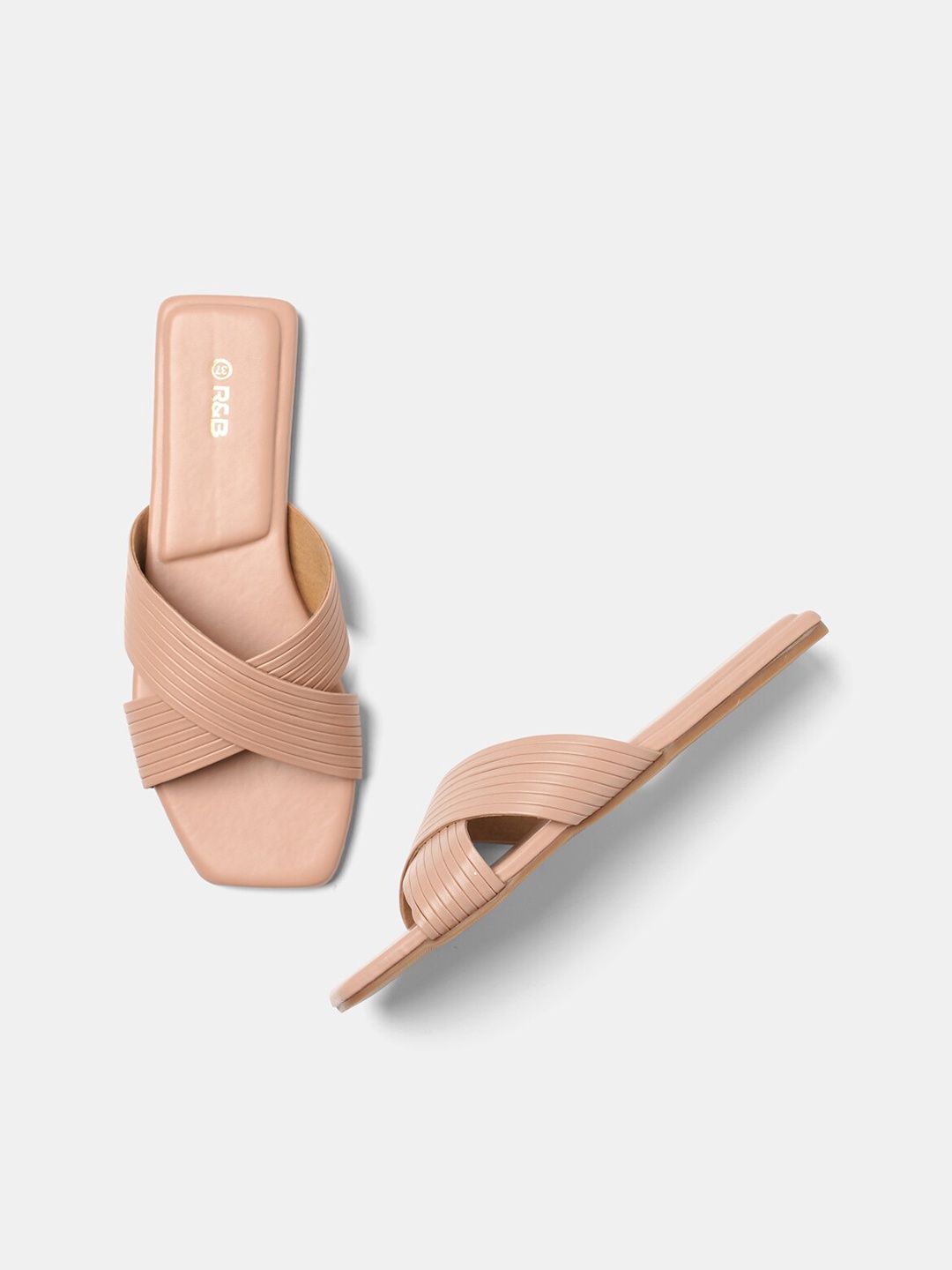 

R&B Women Pink Solid Open Toe Flats