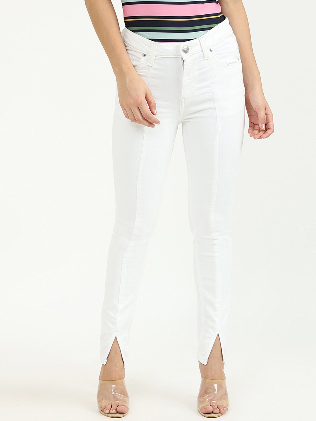 

United Colors of Benetton Women White Skinny Fit Regular Trousers