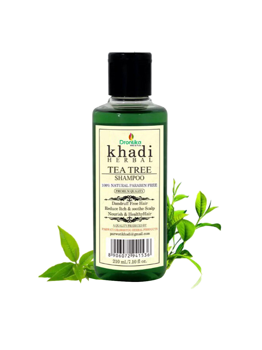 

DRONTIKA Khadi Herbal Tea Tree Hair Shampoo for Nourished & Healthy Hair - 210 ml, Green