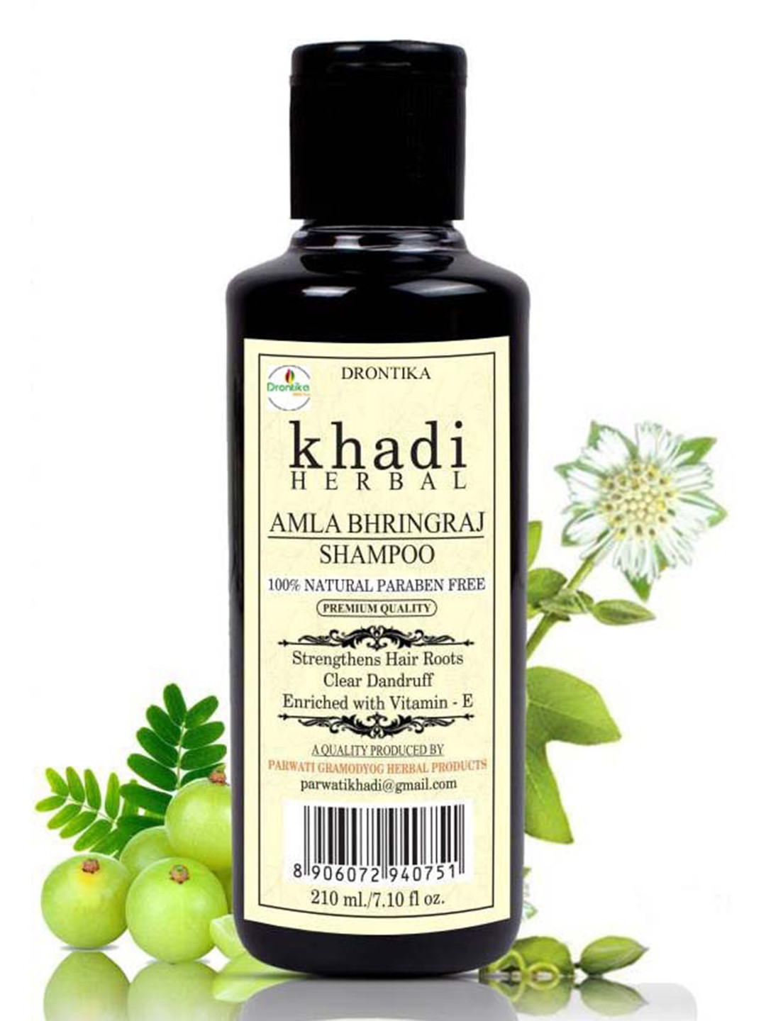 

DRONTIKA Khadi Herbal 100% Natural Paraben Free Amla Bhringraj Shampoo - 210 ml, Red