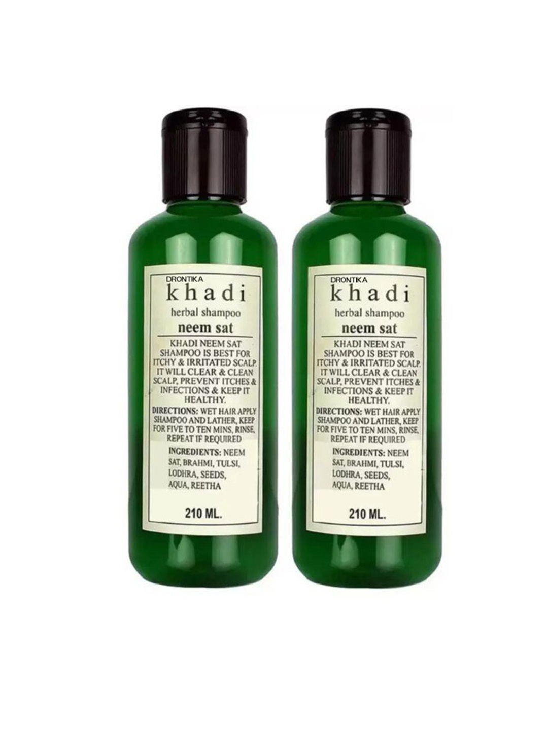 

DRONTIKA Khadi Set of 2 Herbal Neem Sat Shampoo for Itchy & Irritated Scalp - 210 ml each, Green