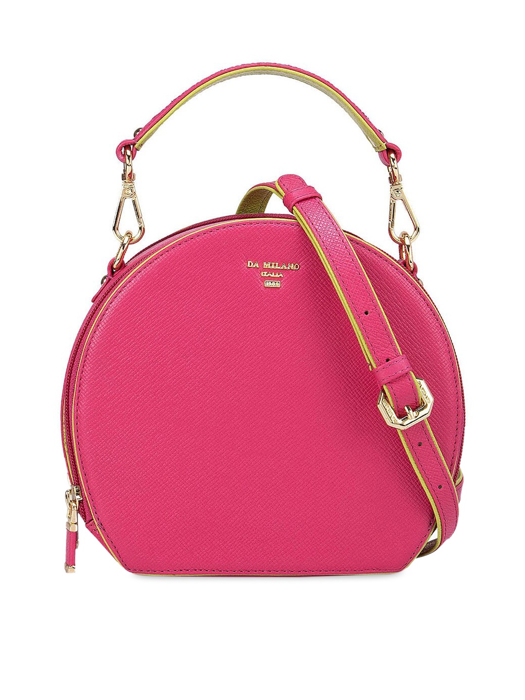 

Da Milano Women Pink Leather Structured Handheld Bag