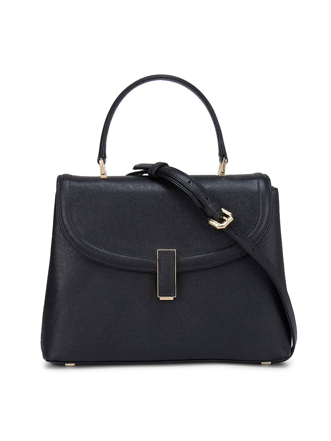

Da Milano Black Leather Structured Satchel Bag