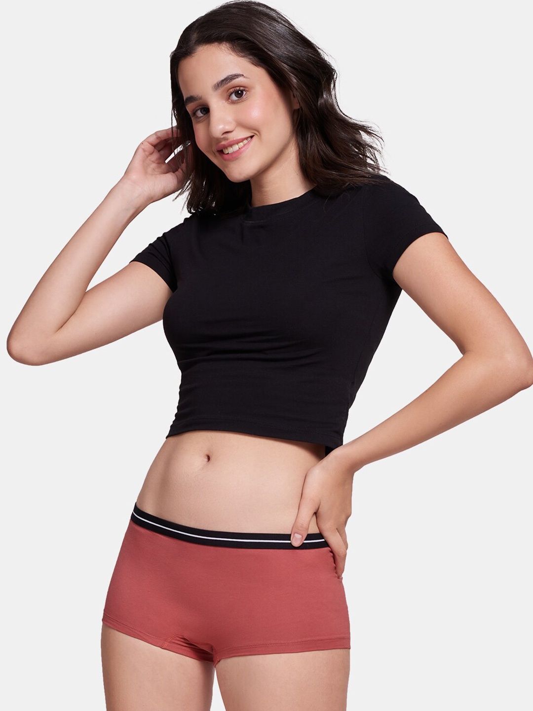 

The Souled Store Women Red Solid Boy Short Briefs