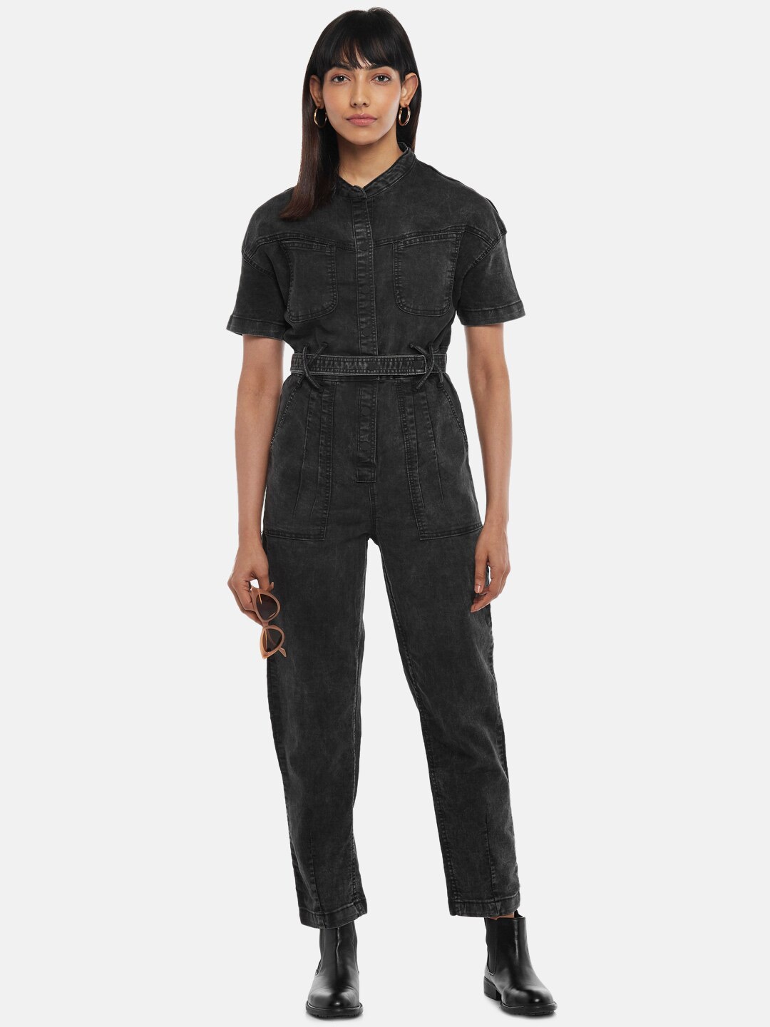 

SF JEANS by Pantaloons Women Black Basic Jumpsuit